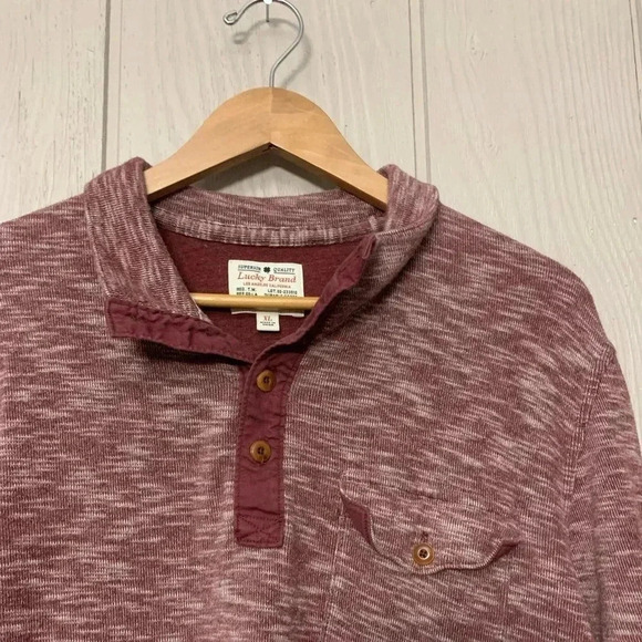Lucky brand red burgundy warm long sleeve %100 quality cozy | size XL - Picture 2 of 6